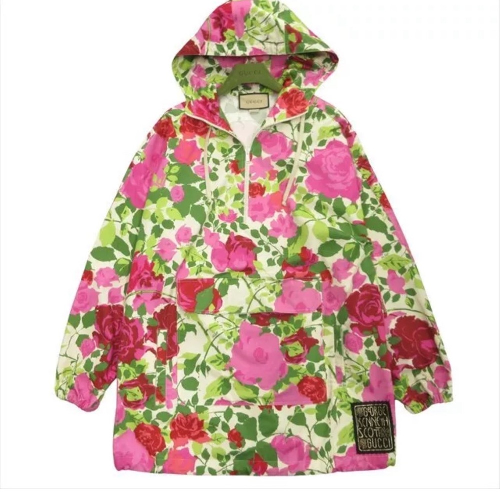 💯 Authentic Gucci Ken Scott Pullover Parka Jacket Anorak Coat Rose Floral